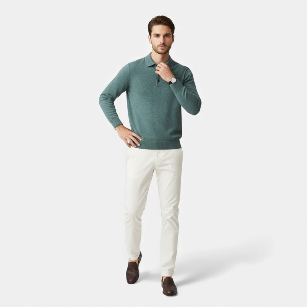 Old Cavendish | Men’s Merino Polo Sweater — Ivy League Knit