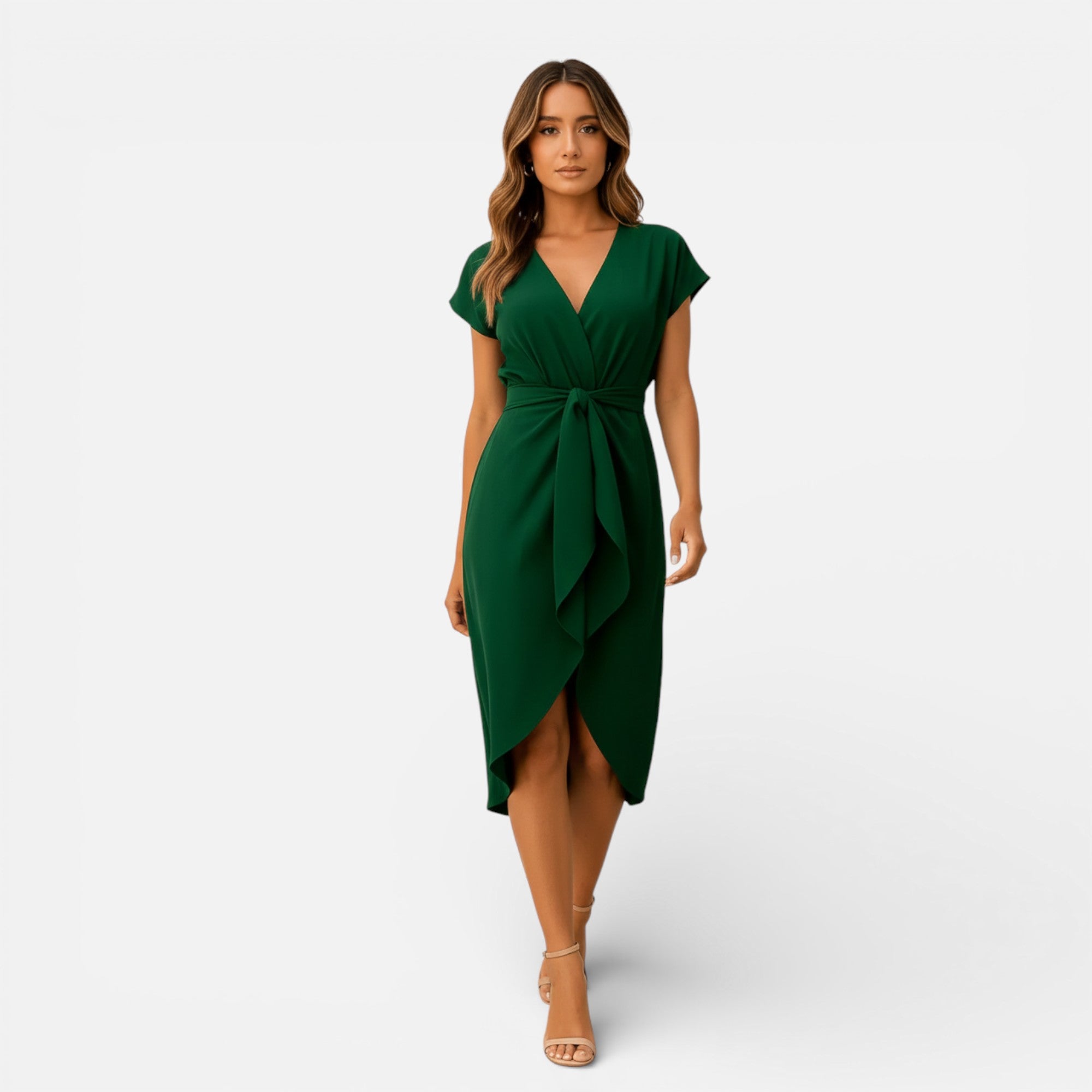 Old Cavendish | Women’s Wrap Midi Dress Ivy-Tie Waist