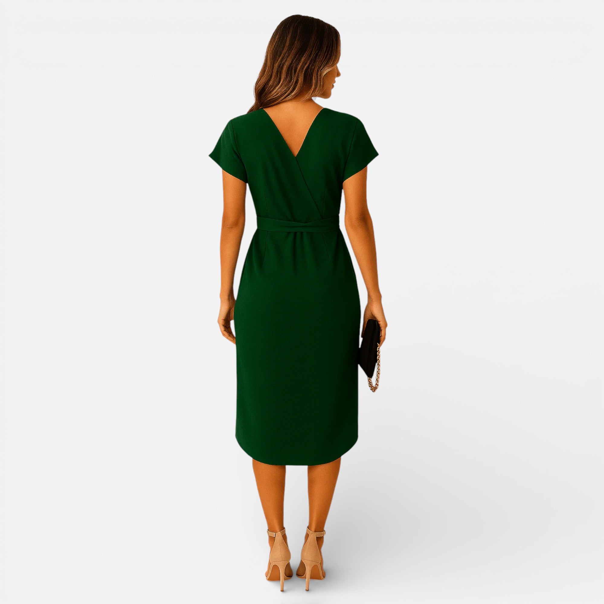 Old Cavendish | Women’s Wrap Midi Dress Ivy-Tie Waist