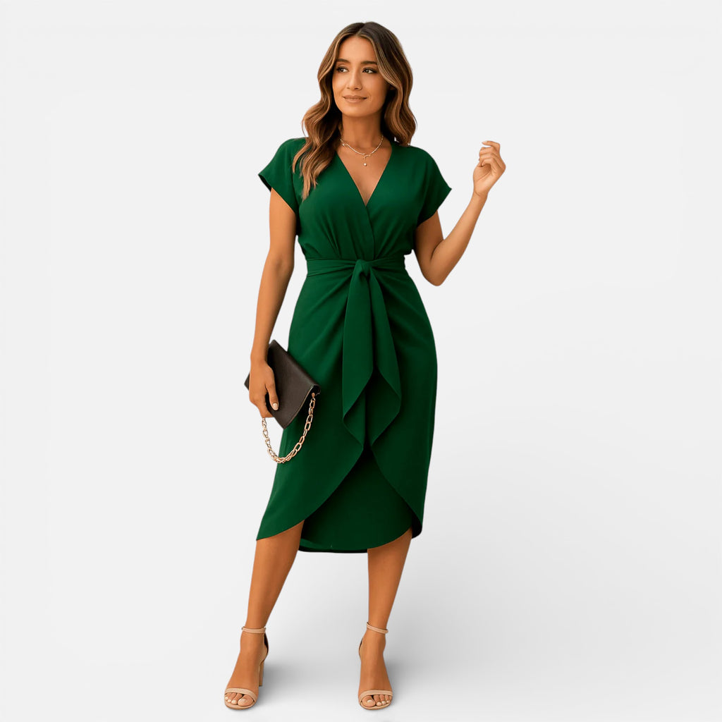 Old Cavendish | Women’s Wrap Midi Dress Ivy-Tie Waist