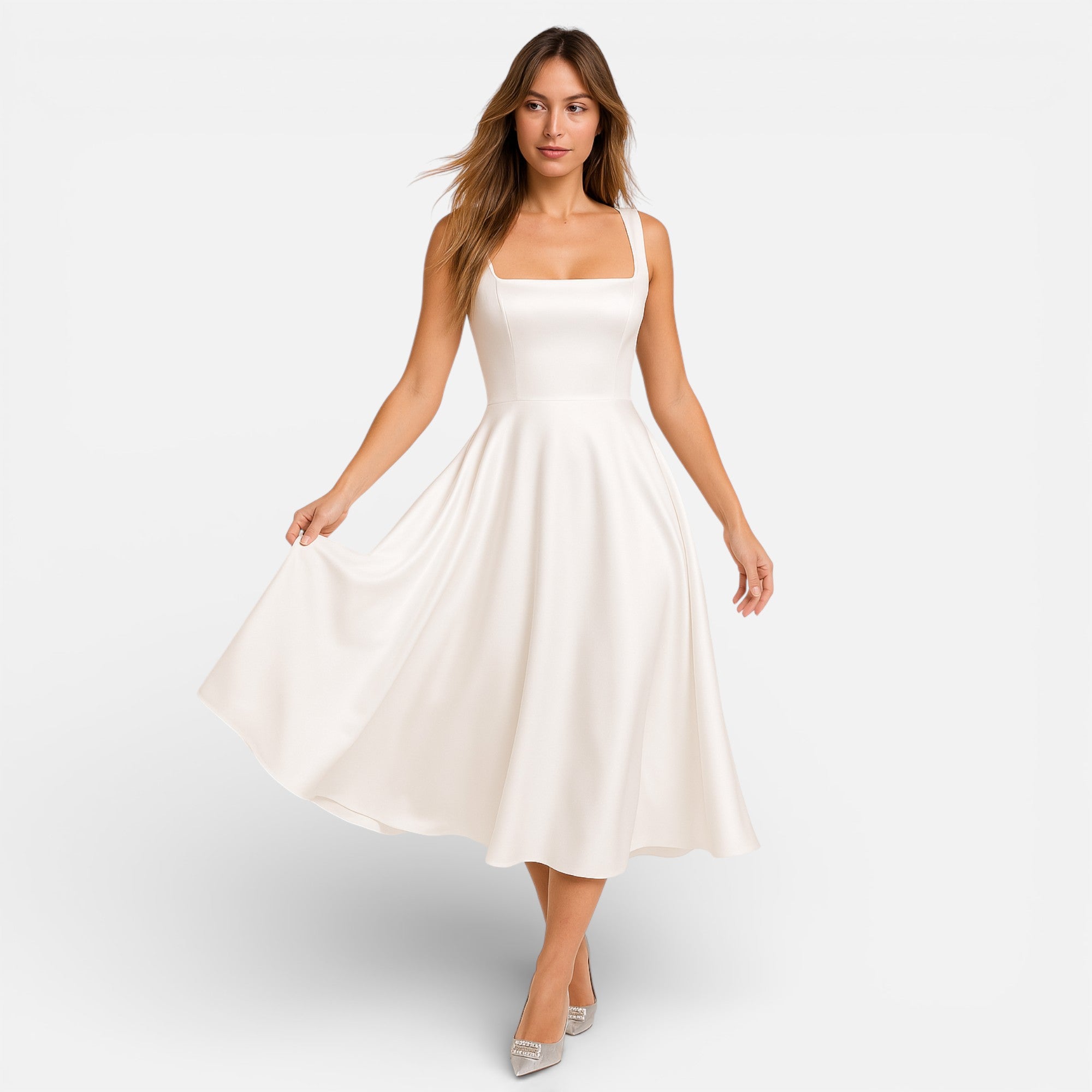 Old Cavendish | Women’s Square‑Neck A‑Line Midi Dress