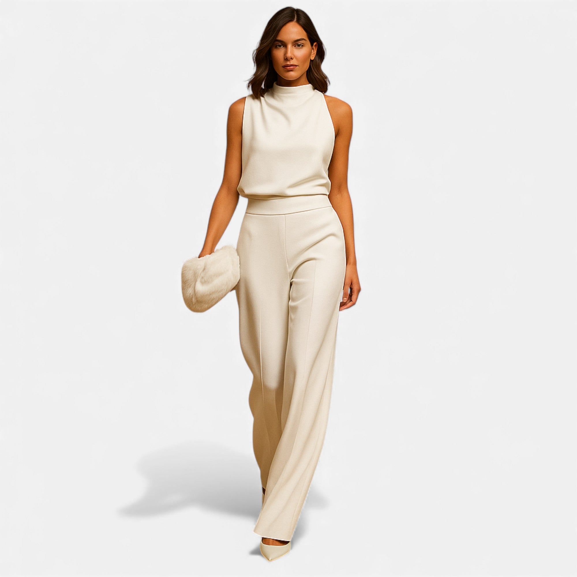 Old Cavendish | Women’s High‑Neck Wide‑Leg Jumpsuit